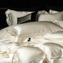 DecorBites™ Luxe Brocade & Egyptian Cotton Bedding Set with Hollow Lace Edge