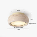 DecorBites™ Japan Style LED Ceiling Light Yellow Travertine Stone Wood Base Bedroom Luminaire