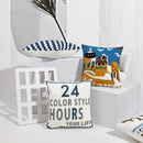 DecorBites™ Coastal Chic Blue Geometric Cushion Cover 45x45cm Soft Cotton Breathable Zipper