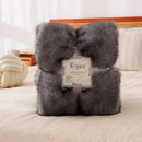DecorBites™ Luxe Faux Fox Plush Blanket: Thick, Warm, Soft Sofa Cover - High-Quality Solid Color