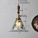 DecorBites™ LED Adjustable Pendant Light Fixture Amber Glass Walnut Wood Bar Hanging Lamp