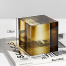 DecorBites™ Crystal Cube Ornaments Clear Glass Sculpture Desk Decoration Geo Graded Square