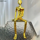 DecorBites™ Golden Figures Sculpture: Modern Desk Ornament for Room Aesthetics