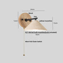 DecorBites™ LED Yellow Travertine Wall Light with Wood Pull Chain Switch and Iron Frame