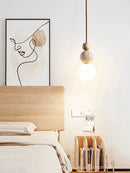 DecorBites™ Cream Style LED Pendant Lamp for Bedroom, Stone Wood Design