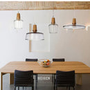 DecorBites™ Glass Lampshade Pendant Light, Wooden Hanging Suspension, Retro American Design