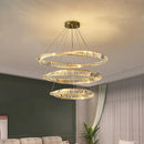 DecorBites™ Gold Plated Steel Ring Pendant Lamp with Dimmable LED Lights and K9 Crystals