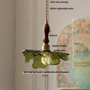 Modern leaf green glass and walnut led pendant light dining room