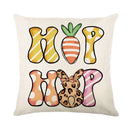 DecorBites™ Easter Bunny Rabbit Linen Cushion Cover 45x45cm - Flower Print Festival Pillowcase
