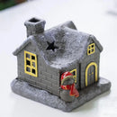 Christmas House Incense Burner - Ceramic Aroma Cone Burner with Chimney Design and Ash Catcher for Table Décor