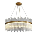 DecorBites™ Gold Crystal Chandelier: Dimmable Luxury Pendant Lamp for Bedroom, Living Room & Hotel