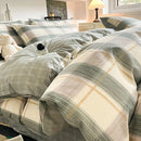 DecorBites™ Grid Print Cotton Bedding Set for Single Double Beds