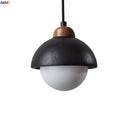 DecorBites™ Glass Ball LED Pendant Lights Black Travertine Wabi Sabi Hanging Lamp