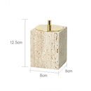 DecorBites™ Beige Travertine Marble Bathroom Accessories Set - Soap Dispenser, Soap Dish, Reed Diffuser