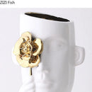 DecorBites™ Gold Rose Relief Ceramic Vase, Elegant Desk Floral Vase for Room Decor