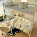 Cartoon style cream & blue bedding sets bedroom cotton cat print