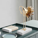 DecorBites™ Crane Golden Bird Agate Marble Crystal Home Decor Craft Statue