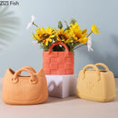 DecorBites™ Handwoven Ceramic Vase: Decorative Flower Pot for Home Décor and Floral Arrangement