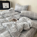 DecorBites™ Cotton Grid Bedding Set - Soft & Stylish Bed Sheet, Quilt Cover Kit