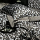 DecorBites™ 1000TC Egyptian Cotton Grey Leopard Print Bedding Set with Duvet Cover, Sheet, Pillowcase