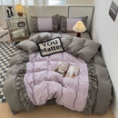 DecorBites™ Lace Patchwork Duvet Cover Set, Soft Microfiber, Full Queen Size Bed Linen Pillowcase