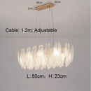 DecorBites™ Gold Feather Chandelier LED Pendant Light for Home Decor