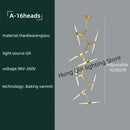 DecorBites™ Gold Branch LED Chandelier for Duplex Villa Staircase - Modern Indoor Lighting