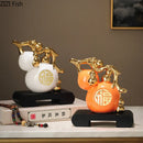 DecorBites™ Golden Gourd Ceramic Sculpture - Modern Art Room Decor