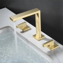 DecorBites™ Brushed Gold Basin Faucet: Antique 3-Hole Waterfall Bathroom Faucet, Hot and Cold Water