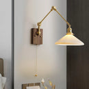 DecorBites™ Copper Swing Arm LED Wall Sconce Pull Chain Switch Rotate Walnut Canopy