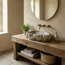 Seagrass Fossil Limestone Vessel Sink 16x20 Rustic Natural Stone Polished Interior