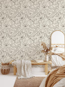 Elegant Line Art Peony Wallpaper