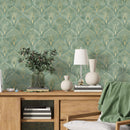 Art Deco Green and Gold Wallpaper