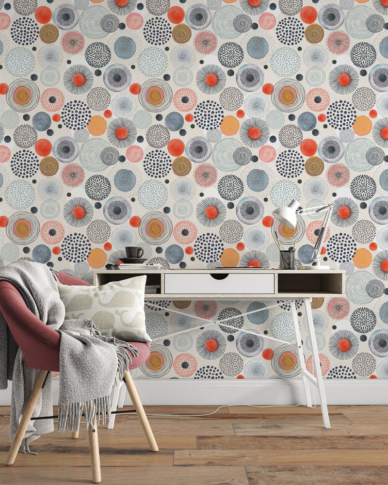 Abstract Doodle Circle Removable Wallpaper