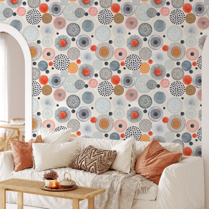 Abstract Doodle Circle Removable Wallpaper