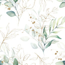 Watercolor Botanical Wallpaper with Gold Accents