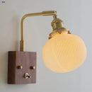 DecorBites™ Ceramic LED Wall Light Fixture White Copper Walnut Ash Bedside Lamp