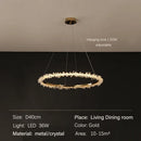 DecorBites™ Golden Round Crystal Chandelier | Nordic Luxury LED Halo Chandelier for Living Room