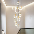 DecorBites™ LED Wood Stair Chandelier: Modern Nordic Living Room Ceiling Pendant Lights