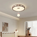DecorBites™ Cream Wind Walnut Round Master Bedroom Lamp Warm Retro Hanging Ball Ceiling