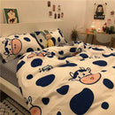 Mint green & white ginkgo leaf cartoon print bedding set bedroom