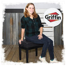 GRIFFIN Premium Antique Piano Bench | Adjustable Black Solid Wood Frame & PU Leather Padded Cushion | Vintage Ergonomic Musicians Keyboard Chair | Guitar Stool, Home Vanity Bench | Sheet Music Storage