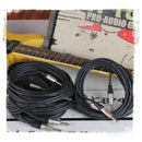 Guitar Cords (6 Pack) Instrument Cable by FAT TOAD | 20FT Wires 1/4 Inch Gold Straight-End for Electric, Acoustic, Bass, Keyboards, Speakers, Sound AMP & Music Recording Studio | Shielded 24 AWG Patch