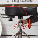 Saddle Drum Throne with Backrest Support by GRIFFIN - Padded Leather Drummer Motorcycle Biker Style Seat - Swivel Adjustable Height Music Drum Chair