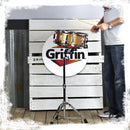 2-PACK- Concert Stand Up Snare Drum Stands by GRIFFIN | Tall Adjustable Chrome Height Stand For Drummers Percussion Practice Pads & Drums | Extended Height Drum Hardware Mount Holder With Basket Clamp