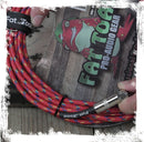 16 PACK - FAT TOAD Guitar Cords Right Angle to Straight-End Instrument Cable Tweed Cloth Jacket | Braided Woven 20FT 1/4 Inch Jack TS for Electric Guitar, Bass, AMP | Shielded 24 AWG Patch Conductor