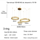 DecorBites™ Golden Crystal Chandelier: Nordic Modern Luxury LED Hanging Halo for Living Room