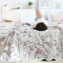 DecorBites™ 100% Cotton Gauze Summer Blanket - Soft Floral Throws for Sofa and Bed