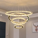 DecorBites™ Gold Gloss LED Crystal Ring Chandelier for Modern Luxury Living Room