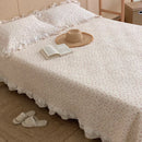 DecorBites™ Korean Princess Floral Lace Ruffles Bedspread Set with 100% Cotton Quilting